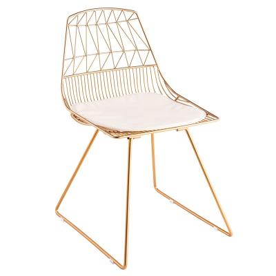 China Wholesale Nordic Modern Luxury Design Iron Mesh Chair Outdoor Garden Copper Metal Gold Wire Modern Dining Chair Silla de alambre for sale