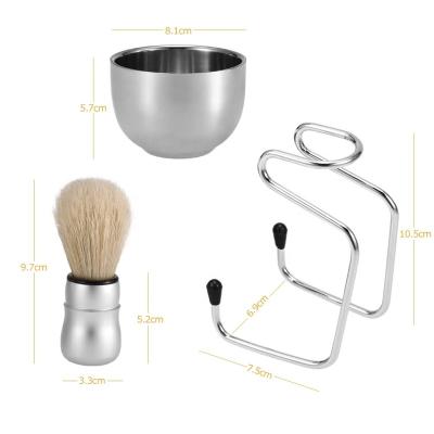 China Cheap and Good Skin-friendly Bristle Design Brush Set Stainless Steel Shaving Brush Kit Set Fashionable Bowl for sale