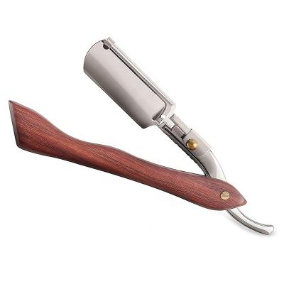 China Professional Barber Straight Razor Hotel Disposable Salon Blade Wooden Feature Blade Barber Razor Reusable Twin Blade for sale