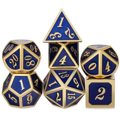 China Eco-Freindly An Amazon Supply Continental Game Metal Dice 7 Pieces 1 Set Multi Faced Digital Board Game Dice Set Running Group for sale