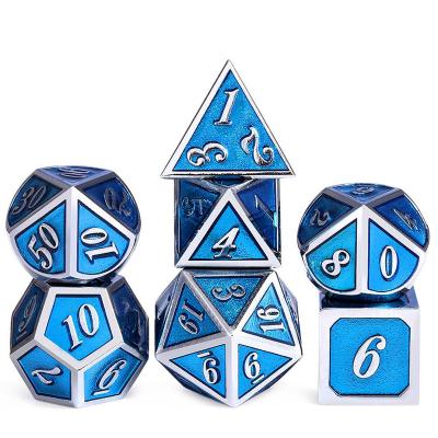 China Eco-Freindly An Amazon Supply Continental Game Metal Dice 7 Pieces 1 Set Multi Faced Digital Board Game Dice Set Running Group for sale