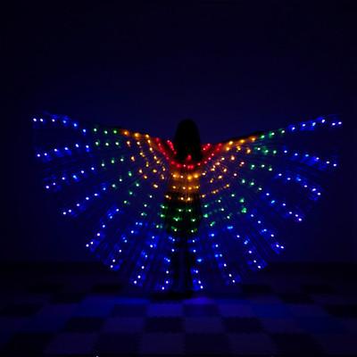 China Durable LED WINGS Belly Dance MULTI One LED Lights Wing Dance Oriental Egypt India Performance Practice Wing Telescopic Sticks for sale