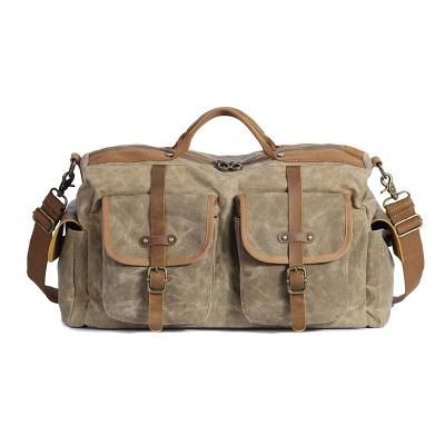 China Canvas Business Vintage Waxed Leather Duffle Bag Multifunction Travel Storage Bag for sale