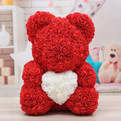 China Eco-Friendly Custom 25/40cm Rose Bear With Ribbon Teddy Bear For Mothers Day Gifts Teddy Rose Bear Wedding Valentine Decor Supplies for sale