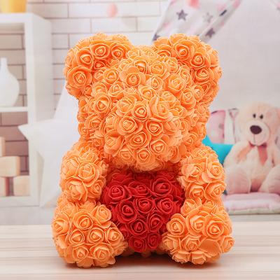 China New Product Eco-friendly Handmade Red Eternal Preserved DIY Teddy Bear Rose Flower Pink Rose Flower Bear Teddy For Gifts for sale