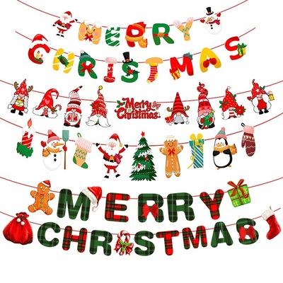 China Eco-Friendly A Christmas Festive Hanging Letter Pull Flag Non-Woven Fabric Christmas Festive Hanging Pull Flag Christmas Decoration Pull for sale