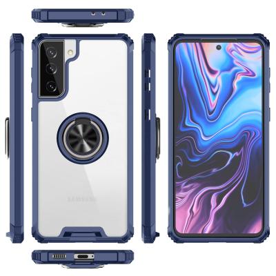 China Anti-drop For Samsung Galaxy S20 Fe Clear Case Ring Holder Kickstand Magnetic Armor Mobile Phone Case For Samsung S21 Plus Ultra Case for sale