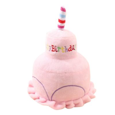 China Durable Dog Plush Toys Bite-Resistant Teething And Sounding Birthday Series Plush Cake Pet Supplies for sale