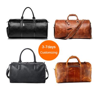 China Custom Made Logo Premium Genuine Leather Duffel Bag Ladies Casual Man for sale