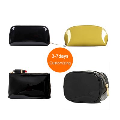 China Fashion Custom Patent PU Shiny Leather Makeup Cosmetic Bag for sale