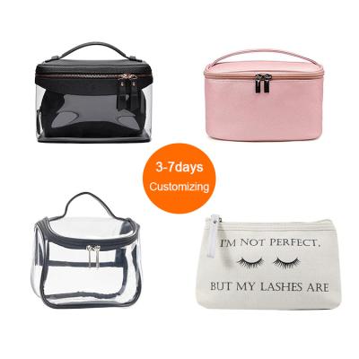 China Lady Custom Leather /Canvas/PVC Lady Custom Leather /Canvas/PVC Makeup Pouch Travel Toiletry Cosmetic Zipper Case With Logo For Man Woman for sale