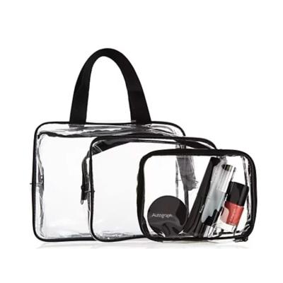 China Custom Waterproof Clear PVC Pouch Organizer Toiletry Brush Transparent Plastic Cosmetic Bag For Unisex Makeup for sale