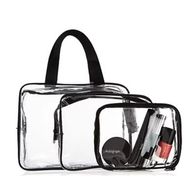 China Fashion Makeup Bag Custom Clear PVC Cosmetic Bag With Handle for sale