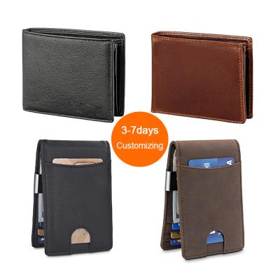 China Accept Custom Branded Luxury Genuine Real 100% Real Logo Cowhide Leather Premium Black Wallet For Men for sale