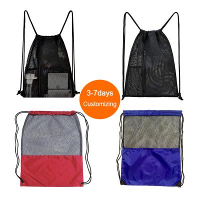 China Custom Mesh Gym Colorful Drawstring Basketball Pocket Backpack Bag Shopping Bag for sale