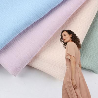 China Sustainable Customization Made 100% Polyester Woven Breathable Pants Dress Cheap Soft Plain Chiffon Fabrics for sale