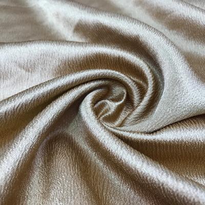 China Newest breathable satin pleated fabric 100%polyester bark wrinkle fabric satin fabric with nice price and fast delivery for sale