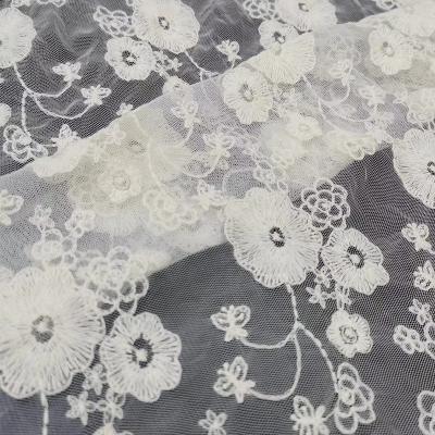 China Manufacturer Polyester Water Soluble Cotton Breathable Tulle Embroidery Net Wedding Dress Lace Fabric Wholesale for sale