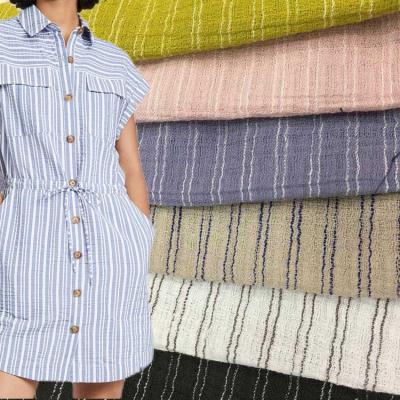 China Melan Color Shirt Dress Garment Material Canvas Organic Custom Woven Melan Men Washed Multi Striped Fabric for sale