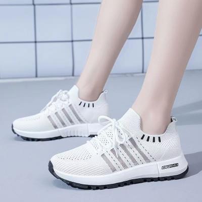 China Cushioning Hongyan Spring and autumn flying woven mesh sneakers women's casual running shoes for sale