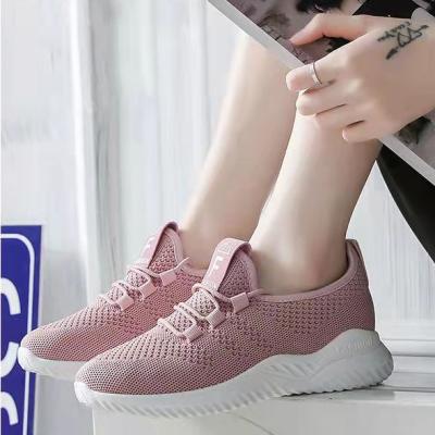 China Cushioning Hongyan Flying weaving women's shoes new breathable sports net shoes all wear thin blank shoes for sale