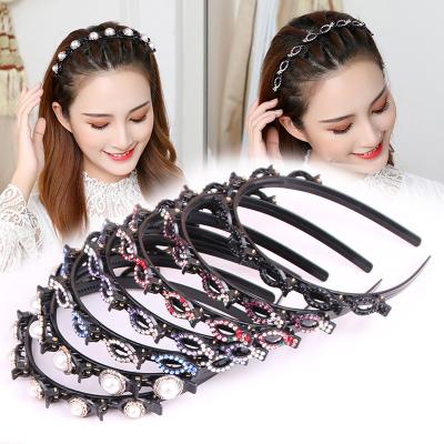 China 2021 Hot DoubleStock layers band clip headbands fashion plastic braided headband new knitting women punks head wear headband HAIR CLIP 003 for sale