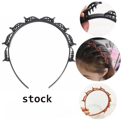 China 2021 double layer bands cut headbands fashion new plastic braided punk knitting women's headband HAIR CLIP 001 for sale