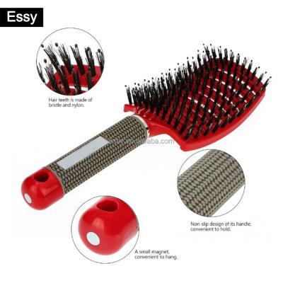 China Anti-Static Pad Hair Salon Equipment Israe With Magnet Hair Extension Duct Curved Boar Bristle Hair Brush for sale