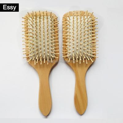 China Custom Compact Handle Professional Paddle Cushion Wooden Hair Brush for sale