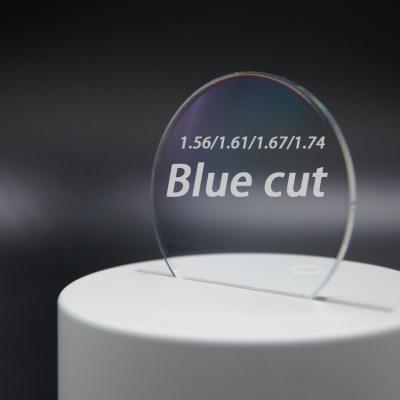 China Factory Vision Single Blue Block Optical Lens 1.67 Single Vision Blue Cut Lenses Anti Ray Blue Lenses Blue for sale