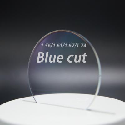 China Index 1.74 single vision block lens uv420 blue lenses aspheric blue single vision high cut optical lens SV HMC for sale