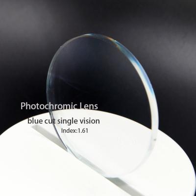 China Factory 1.61 Photochromic Photo Gray SV Lenses Single Vision Blue Photochromic Optical Lenses for sale