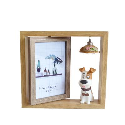 China 2023 New Decorative Photo Frame Gift Photo Frame Zodiac Ornaments Love Pig Dog Gift Photo Frame With Small Lamp for sale