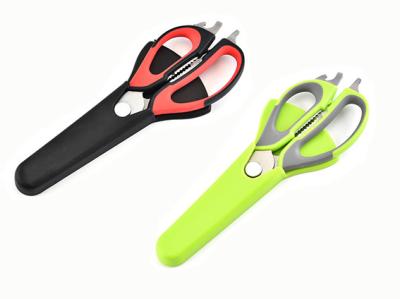 China Multifunction Magnetice Cover Separable  Kitchen refrigerator Scissors Color Green And Red  TPR Handle for sale