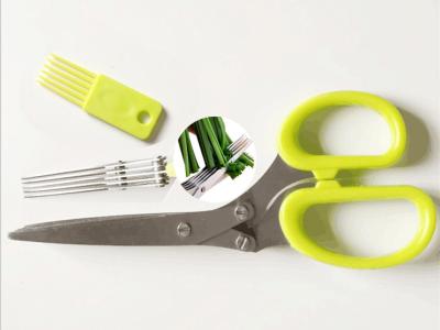 China Multi-functional Kitchen Scallion Scissors cutting herb 5 Layers of blade quick work for sale