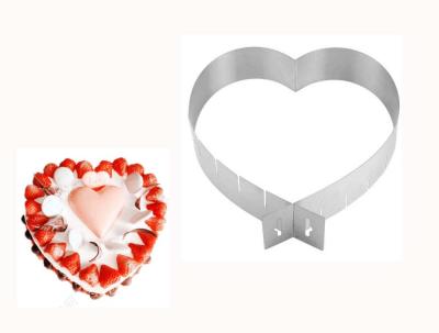 China Baking Tool 6 Inch-11 Inch  Stainless Steel Heart Shape Cake Mould Adjustable Size  DIY Cutter Mould Ring Mold for sale