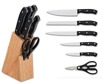 China Cheaper Price 5PCS Kithen Knife Set  With POM Plastic Handle And Scissors In Wooden Block for sale