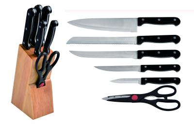 China Kitchen knife set with PP Handle Black Color in wood block  Gift Product for sale