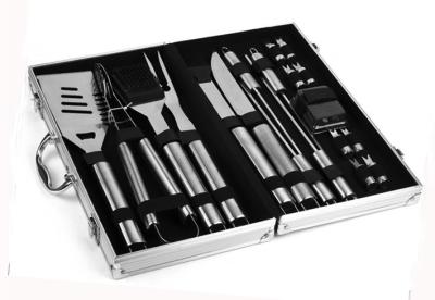 China 19PCS Stainless Steel  BBQ Tool With Aluminum Box For Outdoor Tool trial order for sale