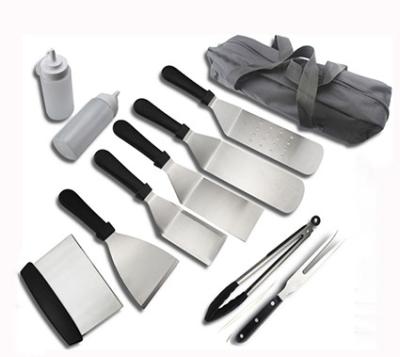 China Professional Griddle Accessories Cooking Kit 11PCS In Rollbag set for BBQ Kitchen Outdoor  tool for sale