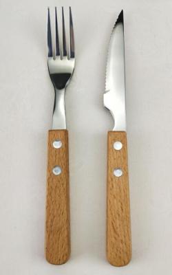 China Wooden Handle Stainless Steel Steak Knife Set for sale