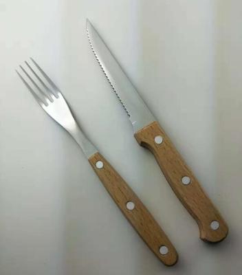 China cutlery set with steak knives and fork With Wooden Handle for Tableware for sale