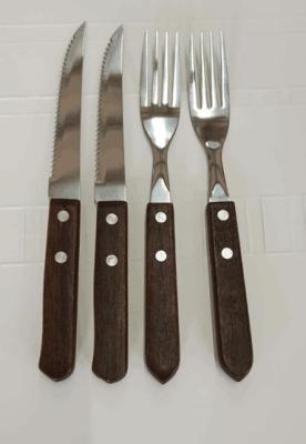 China Morror finishing wooden steak knives And Forks With Blister Card for sale