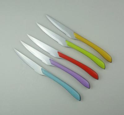 China Top Rated Beef Steak Knife With Different Color full tang handle for sale