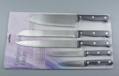 China 5Pieces Kitchen Knife Set With PP Handle Black color With Insert Card for sale