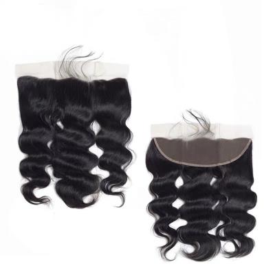 China Brazilian Body Wave Lace Closure Headband Free Middle Part Hair 13x4 Pre Plucked Lace Headband for sale