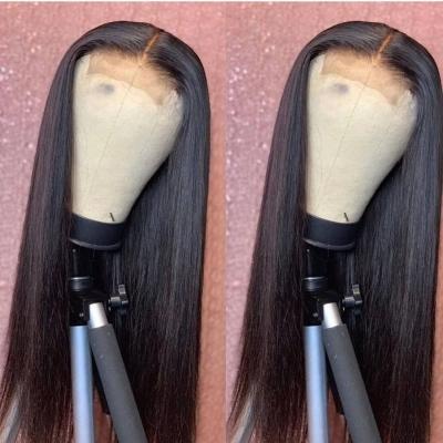 China Wholesale Sample $25 Silky Straight Wave Lace Frontal Wig Natural Color Women 100% Virgin Straight Lacefront Hair Wigs Cheap 30 Inches for sale