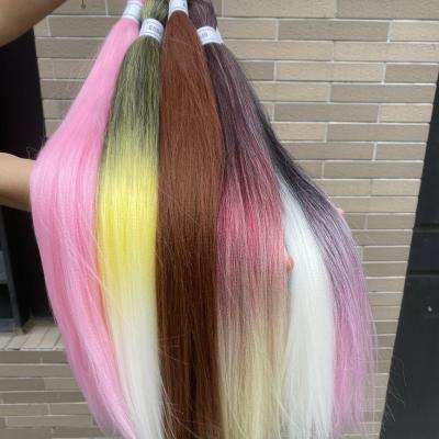 China High Temp Synthetic Fiber Hair 3x In One Bundle Braids Easy Pre Stretch Synthetic Ombre Braiding Hair Prestretched for sale