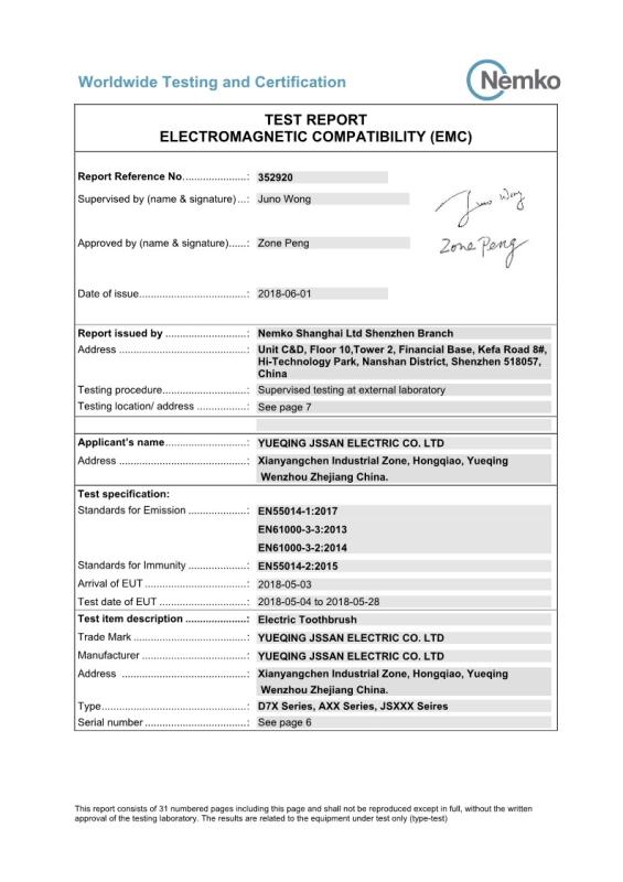  - Wenzhou JSSAN Electric Co. Ltd.