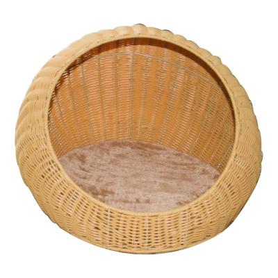 China Viable Wholesale Factory Price PP Rattan Iron Material Cat Bed House Pet Basket for sale